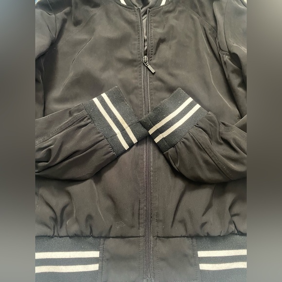 Betsy Johnson black and white varsity stripe bomber jacket - Picture 8 of 9